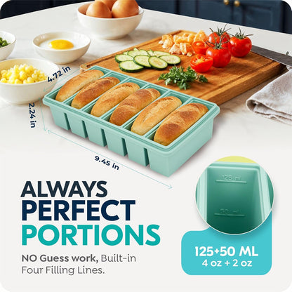 Silicone Freezer Trays with Lids, 1 Cup & 1/2 Cup Combo, Soup Container Style Ice Cube Trays, Reinforced Steel Rims, For Freezing Broth, Meal Prep and other dishes, Dishwasher & Oven Safe - 2 Pack