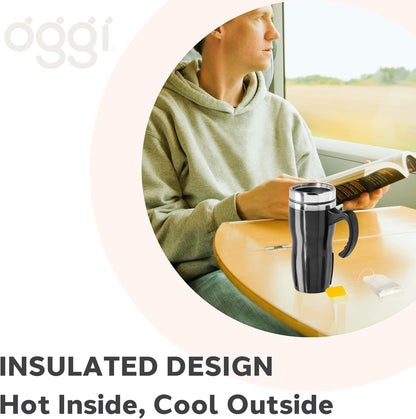 Multigrip Stainless Steel Thermal Travel Mug - 16oz, with slide open lid for hot and cold beverages.