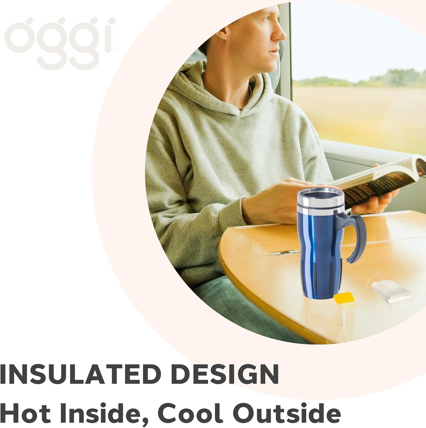 Multigrip Stainless Steel Thermal Travel Mug - 16oz, with slide open lid for hot and cold beverages.