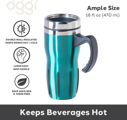 Multigrip Stainless Steel Thermal Travel Mug - 16oz, with slide open lid for hot and cold beverages.