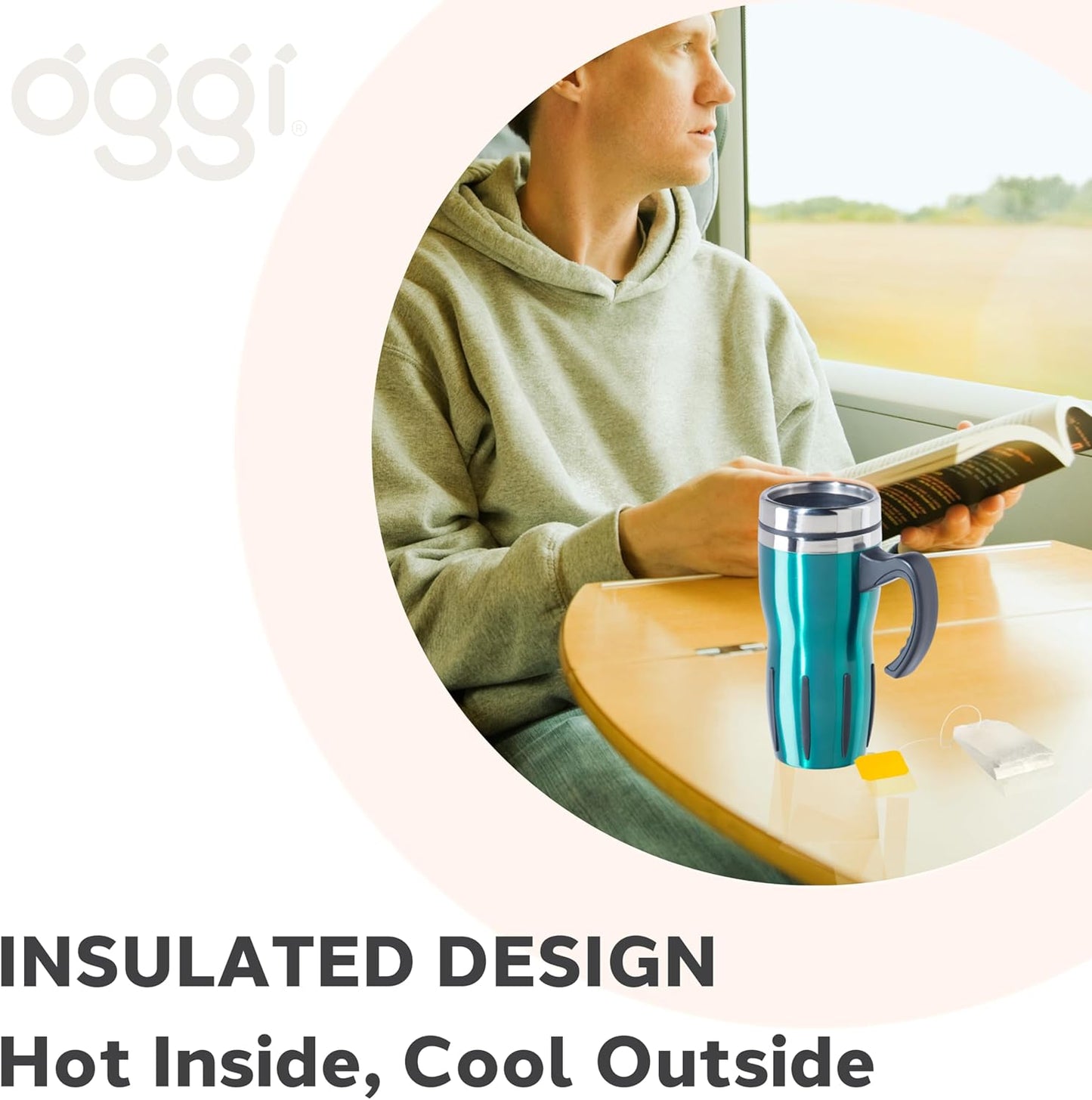 Multigrip Stainless Steel Thermal Travel Mug - 16oz, with slide open lid for hot and cold beverages.