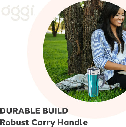 Multigrip Stainless Steel Thermal Travel Mug - 16oz, with slide open lid for hot and cold beverages.