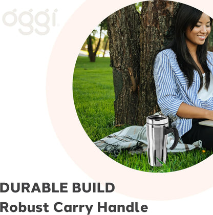 Multigrip Stainless Steel Thermal Travel Mug - 16oz, with slide open lid for hot and cold beverages.
