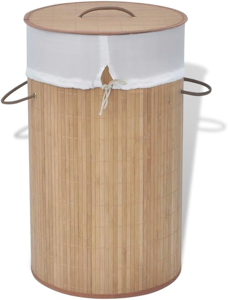 Bamboo Laundry Hamper with Removable Liner, Rectangular Storage Bin for Clothes, Toys, Lightweight Foldable Organizer for Bedroom, Bathroom, Nursery