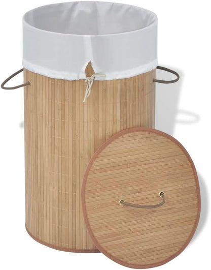 Bamboo Laundry Hamper with Removable Liner, Rectangular Storage Bin for Clothes, Toys, Lightweight Foldable Organizer for Bedroom, Bathroom, Nursery