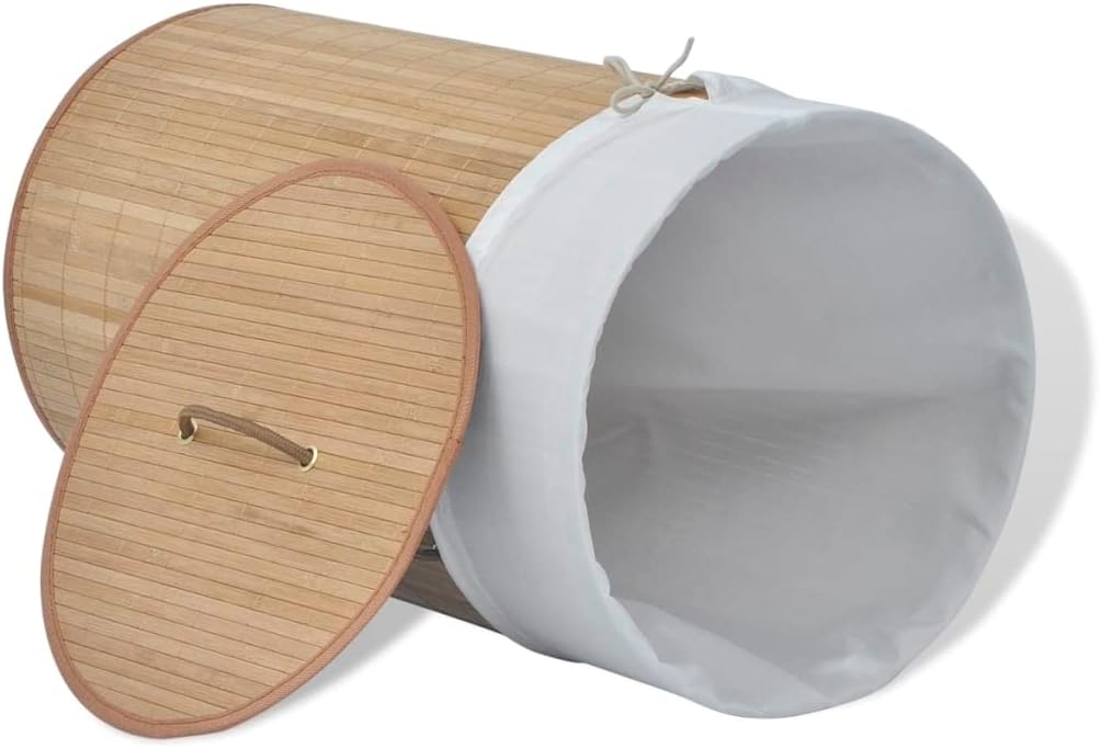 Bamboo Laundry Hamper with Removable Liner, Rectangular Storage Bin for Clothes, Toys, Lightweight Foldable Organizer for Bedroom, Bathroom, Nursery