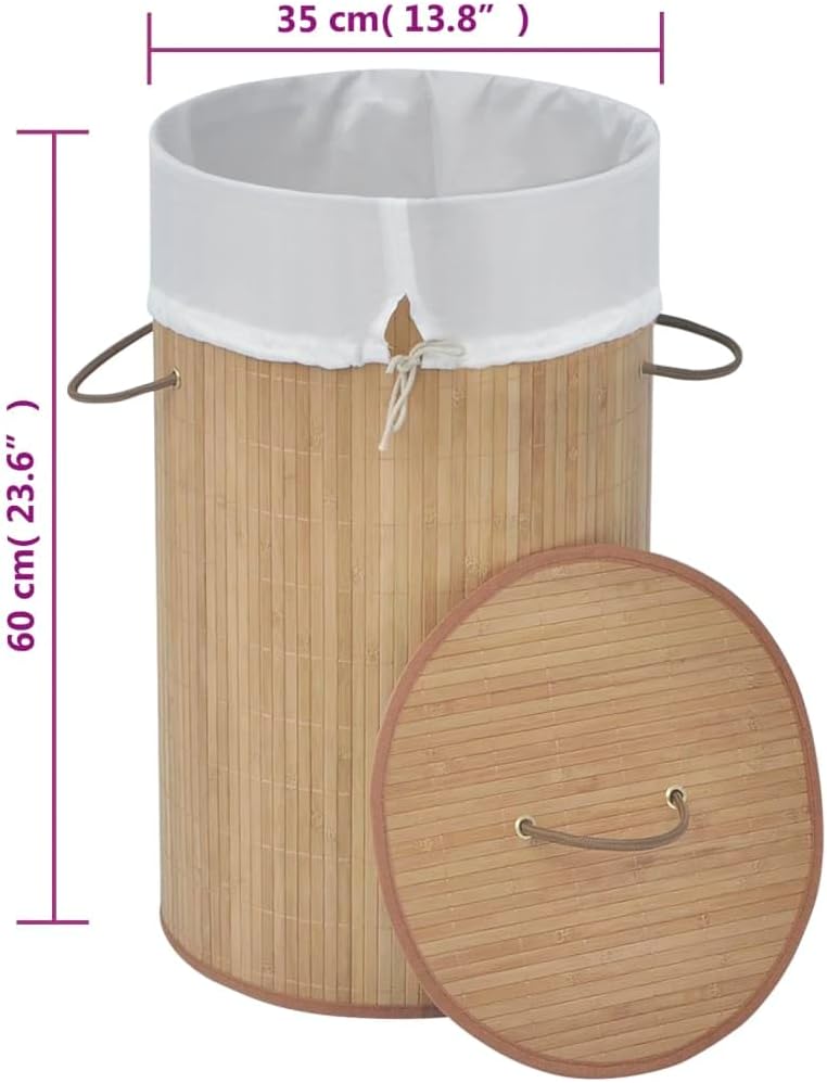 Bamboo Laundry Hamper with Removable Liner, Rectangular Storage Bin for Clothes, Toys, Lightweight Foldable Organizer for Bedroom, Bathroom, Nursery