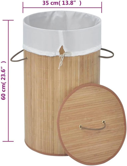 Bamboo Laundry Hamper with Removable Liner, Rectangular Storage Bin for Clothes, Toys, Lightweight Foldable Organizer for Bedroom, Bathroom, Nursery