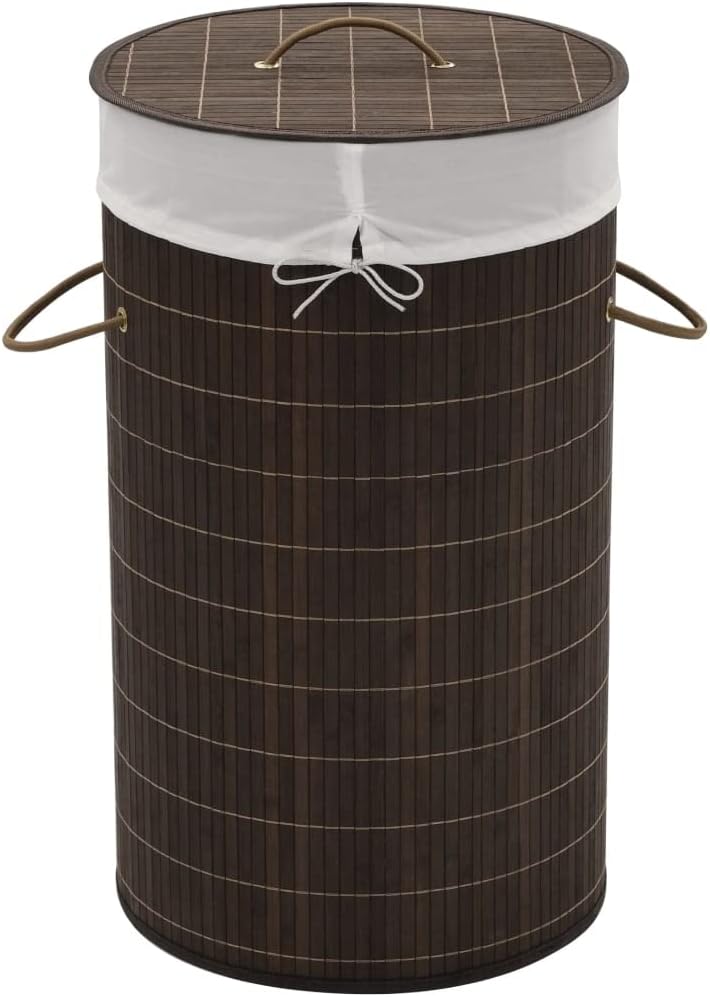 Bamboo Laundry Hamper with Removable Liner, Rectangular Storage Bin for Clothes, Toys, Lightweight Foldable Organizer for Bedroom, Bathroom, Nursery
