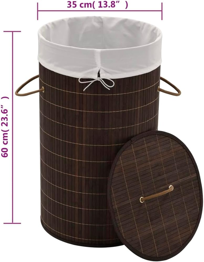 Bamboo Laundry Hamper with Removable Liner, Rectangular Storage Bin for Clothes, Toys, Lightweight Foldable Organizer for Bedroom, Bathroom, Nursery