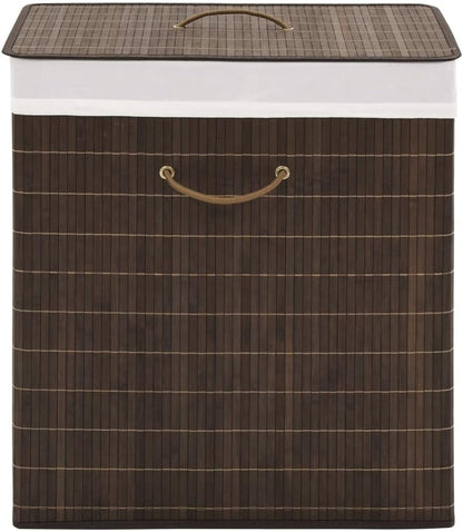 Bamboo Laundry Hamper with Removable Liner, Rectangular Storage Bin for Clothes, Toys, Lightweight Foldable Organizer for Bedroom, Bathroom, Nursery