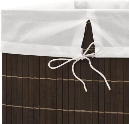 Bamboo Laundry Hamper with Removable Liner, Rectangular Storage Bin for Clothes, Toys, Lightweight Foldable Organizer for Bedroom, Bathroom, Nursery