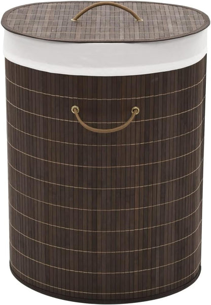 Bamboo Laundry Hamper with Removable Liner, Rectangular Storage Bin for Clothes, Toys, Lightweight Foldable Organizer for Bedroom, Bathroom, Nursery