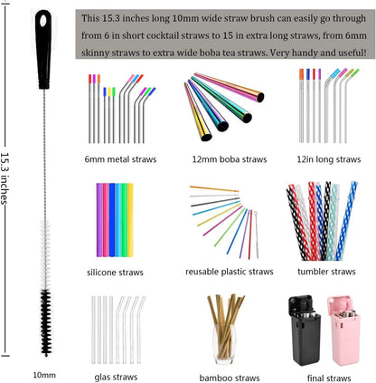 8-Pack Bottle Cleaning Brush Set - Long Handle Bottle Cleaner for Washing Narrow Wine/Beer Bottle, Thermos, Hummingbird Feeder, Sport Well, Plus Kettle/Straw Brush