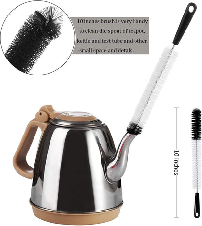 8-Pack Bottle Cleaning Brush Set - Long Handle Bottle Cleaner for Washing Narrow Wine/Beer Bottle, Thermos, Hummingbird Feeder, Sport Well, Plus Kettle/Straw Brush