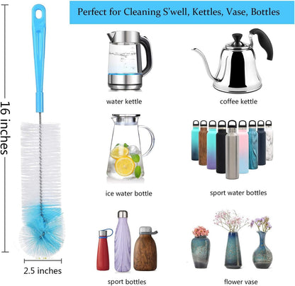 8-Pack Bottle Cleaning Brush Set - Long Handle Bottle Cleaner for Washing Narrow Wine/Beer Bottle, Thermos, Hummingbird Feeder, Sport Well, Plus Kettle/Straw Brush