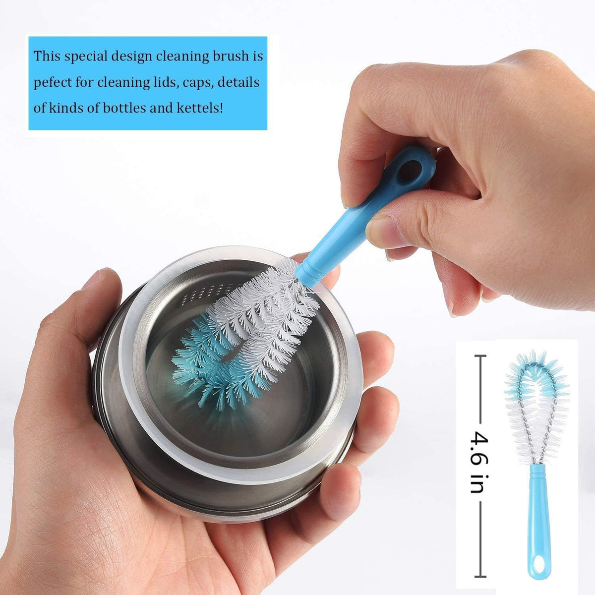 8-Pack Bottle Cleaning Brush Set - Long Handle Bottle Cleaner for Washing Narrow Wine/Beer Bottle, Thermos, Hummingbird Feeder, Sport Well, Plus Kettle/Straw Brush