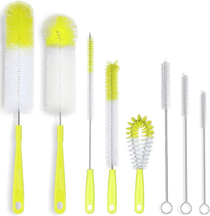 8-Pack Bottle Cleaning Brush Set - Long Handle Bottle Cleaner for Washing Narrow Wine/Beer Bottle, Thermos, Hummingbird Feeder, Sport Well, Plus Kettle/Straw Brush