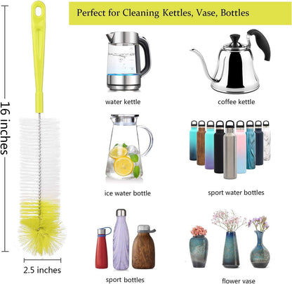 8-Pack Bottle Cleaning Brush Set - Long Handle Bottle Cleaner for Washing Narrow Wine/Beer Bottle, Thermos, Hummingbird Feeder, Sport Well, Plus Kettle/Straw Brush