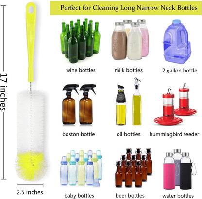 8-Pack Bottle Cleaning Brush Set - Long Handle Bottle Cleaner for Washing Narrow Wine/Beer Bottle, Thermos, Hummingbird Feeder, Sport Well, Plus Kettle/Straw Brush