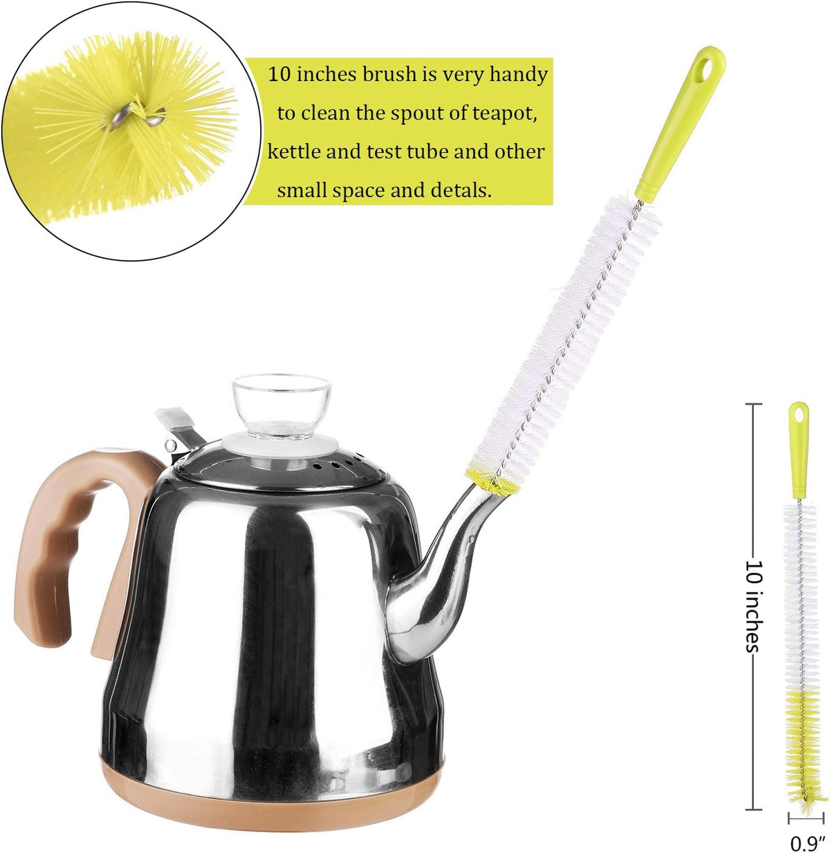 8-Pack Bottle Cleaning Brush Set - Long Handle Bottle Cleaner for Washing Narrow Wine/Beer Bottle, Thermos, Hummingbird Feeder, Sport Well, Plus Kettle/Straw Brush