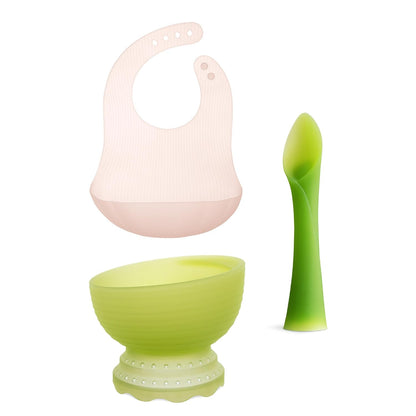 Advanced Feeding Set Fold N Go Silicone Baby Bib w Travel Case (Coral)