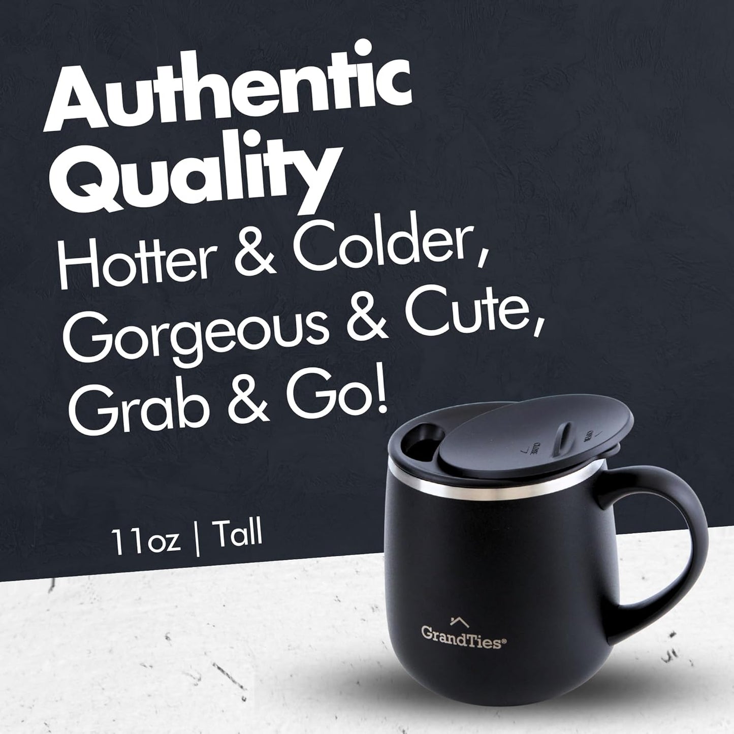 16oz Ceramic-Lined Insulated Coffee Mug with Sliding Lid, Wine-Glass Shape Thermal Tumbler with Double Walled Vacuum to Keeps Beverages Hot or Cold (Frosted Glacier)