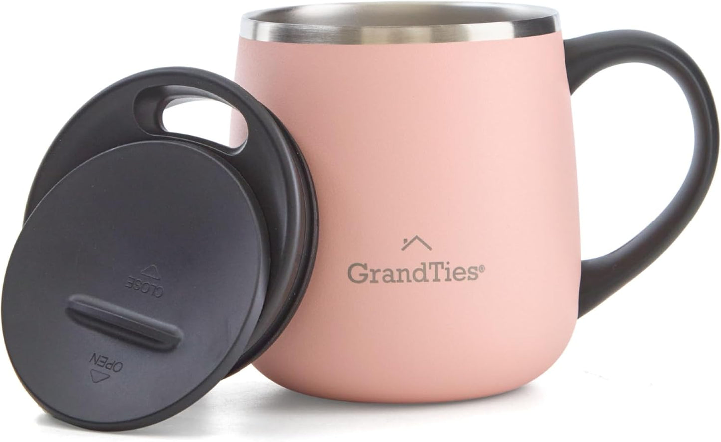 16oz Ceramic-Lined Insulated Coffee Mug with Sliding Lid, Wine-Glass Shape Thermal Tumbler with Double Walled Vacuum to Keeps Beverages Hot or Cold (Frosted Glacier)