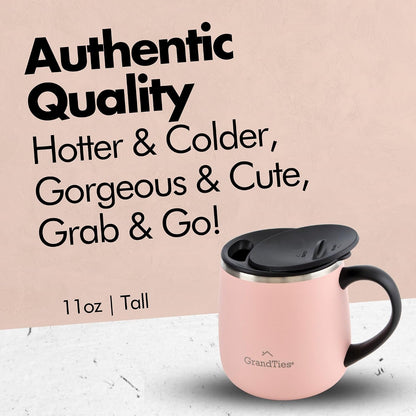 16oz Ceramic-Lined Insulated Coffee Mug with Sliding Lid, Wine-Glass Shape Thermal Tumbler with Double Walled Vacuum to Keeps Beverages Hot or Cold (Frosted Glacier)