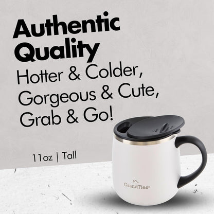 16oz Ceramic-Lined Insulated Coffee Mug with Sliding Lid, Wine-Glass Shape Thermal Tumbler with Double Walled Vacuum to Keeps Beverages Hot or Cold (Frosted Glacier)