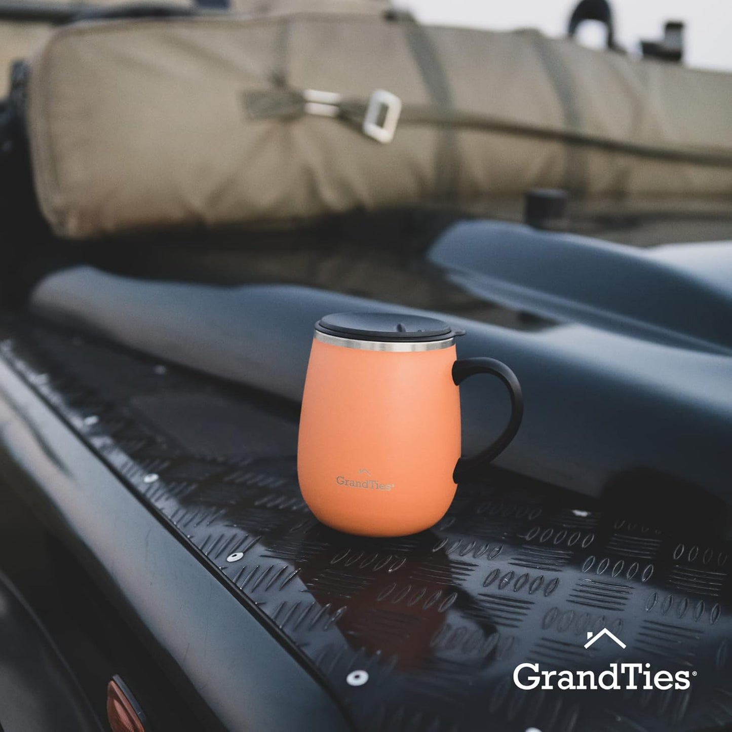 16oz Ceramic-Lined Insulated Coffee Mug with Sliding Lid, Wine-Glass Shape Thermal Tumbler with Double Walled Vacuum to Keeps Beverages Hot or Cold (Frosted Glacier)