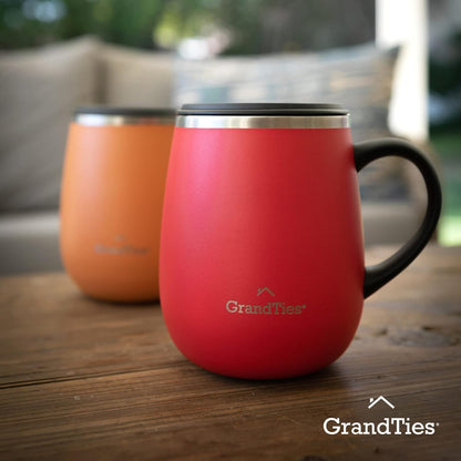 16oz Ceramic-Lined Insulated Coffee Mug with Sliding Lid, Wine-Glass Shape Thermal Tumbler with Double Walled Vacuum to Keeps Beverages Hot or Cold (Frosted Glacier)