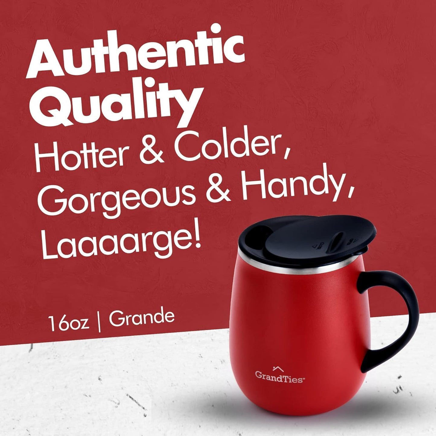 16oz Ceramic-Lined Insulated Coffee Mug with Sliding Lid, Wine-Glass Shape Thermal Tumbler with Double Walled Vacuum to Keeps Beverages Hot or Cold (Frosted Glacier)