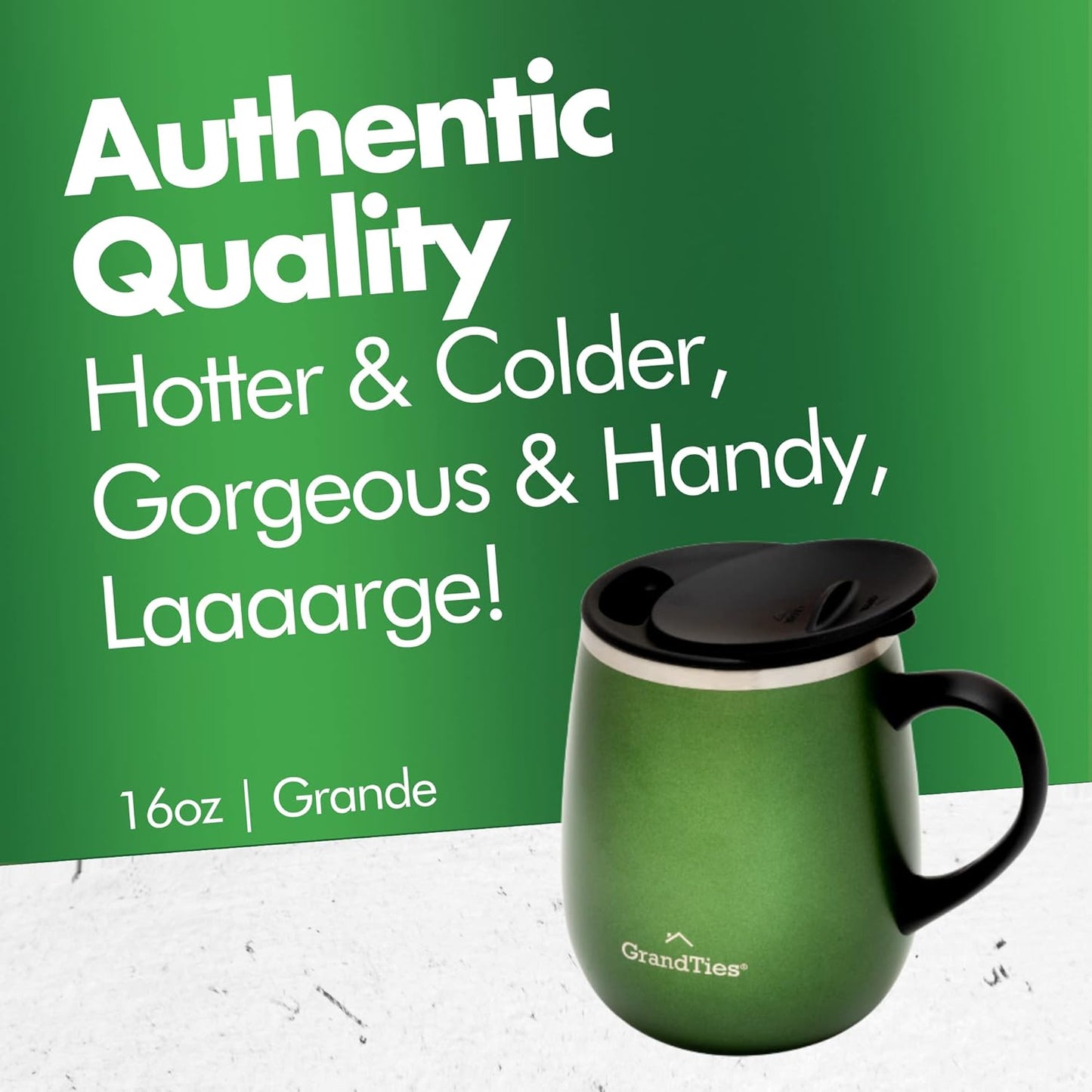 16oz Ceramic-Lined Insulated Coffee Mug with Sliding Lid, Wine-Glass Shape Thermal Tumbler with Double Walled Vacuum to Keeps Beverages Hot or Cold (Frosted Glacier)