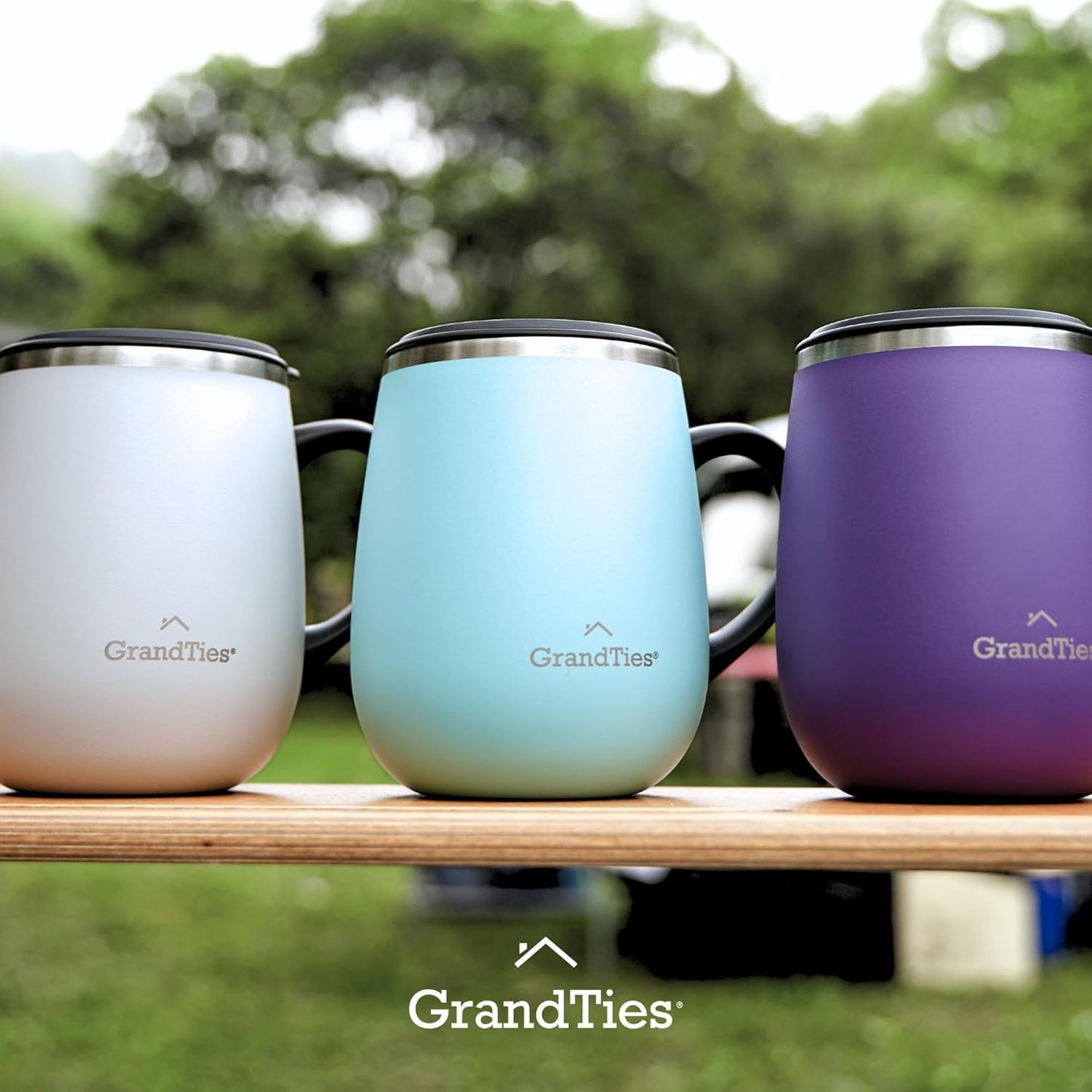 16oz Ceramic-Lined Insulated Coffee Mug with Sliding Lid, Wine-Glass Shape Thermal Tumbler with Double Walled Vacuum to Keeps Beverages Hot or Cold (Frosted Glacier)