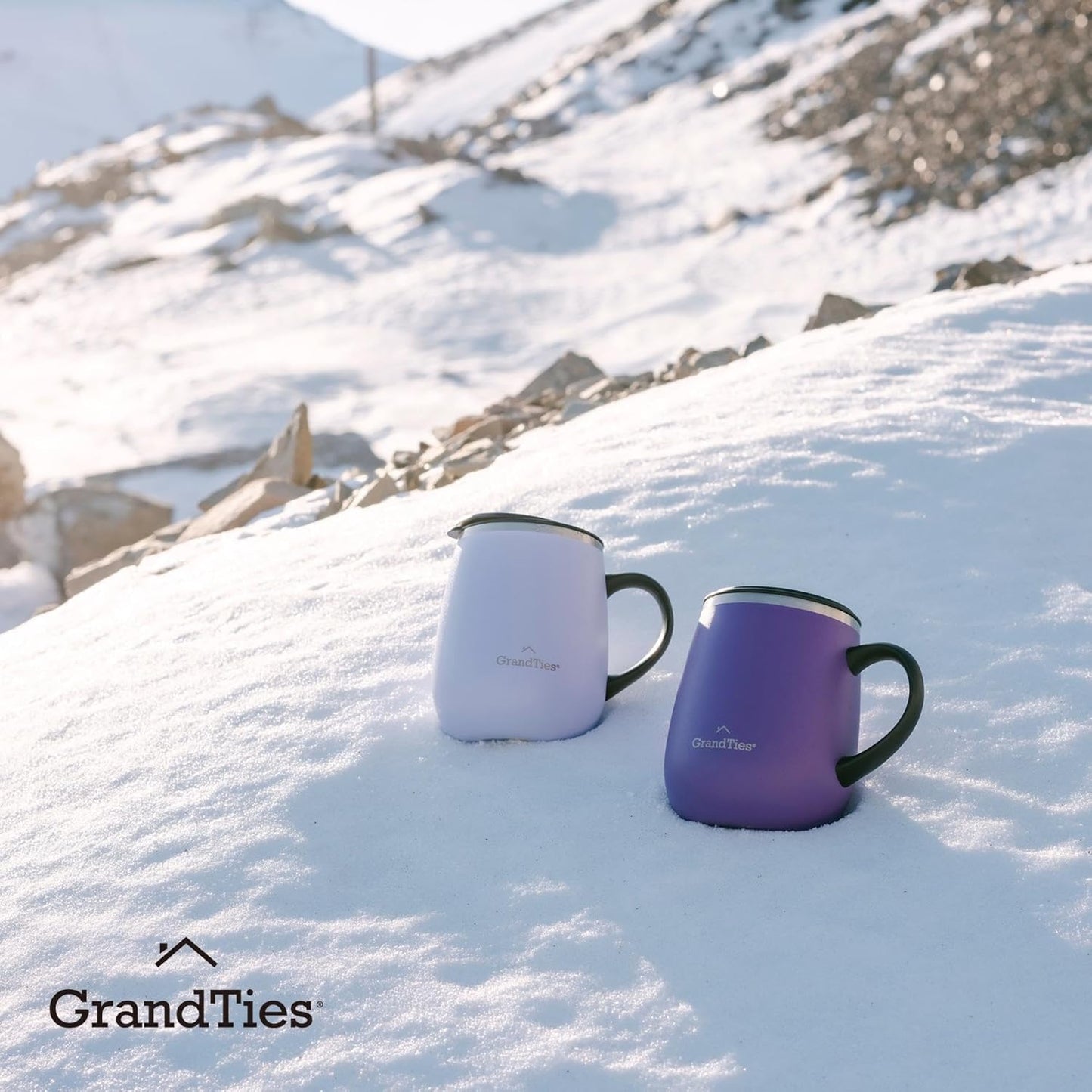 16oz Ceramic-Lined Insulated Coffee Mug with Sliding Lid, Wine-Glass Shape Thermal Tumbler with Double Walled Vacuum to Keeps Beverages Hot or Cold (Frosted Glacier)