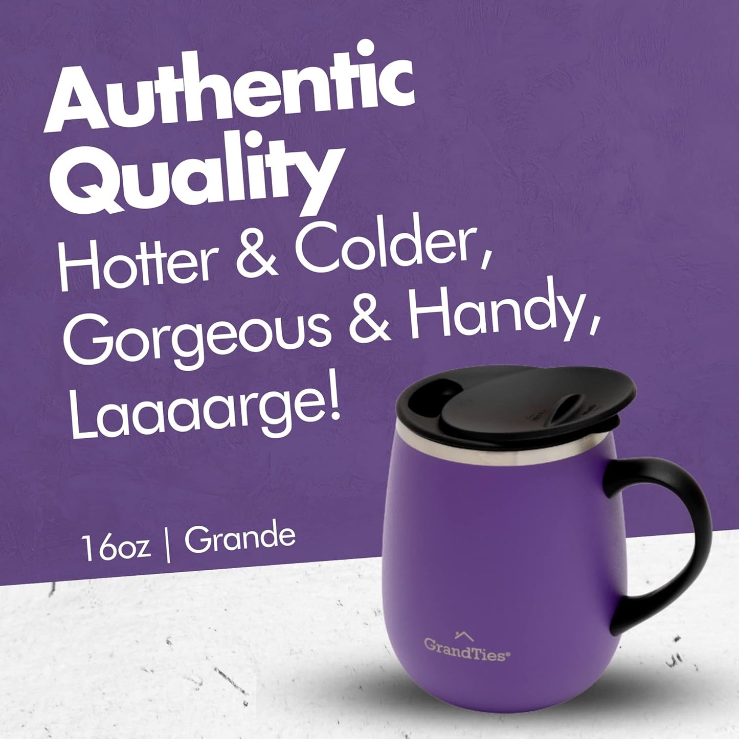 16oz Ceramic-Lined Insulated Coffee Mug with Sliding Lid, Wine-Glass Shape Thermal Tumbler with Double Walled Vacuum to Keeps Beverages Hot or Cold (Frosted Glacier)