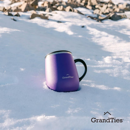 16oz Ceramic-Lined Insulated Coffee Mug with Sliding Lid, Wine-Glass Shape Thermal Tumbler with Double Walled Vacuum to Keeps Beverages Hot or Cold (Frosted Glacier)