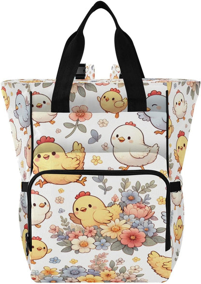 Cute Cartoon Chickens Diaper Bag Backpack,Multifunctional Baby Boy & Girls Diaper Bag for with Insulated Pockets and Stroller Straps Large Capacity,Waterproof Diaper Bag Travel Back