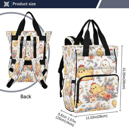 Cute Cartoon Chickens Diaper Bag Backpack,Multifunctional Baby Boy & Girls Diaper Bag for with Insulated Pockets and Stroller Straps Large Capacity,Waterproof Diaper Bag Travel Back