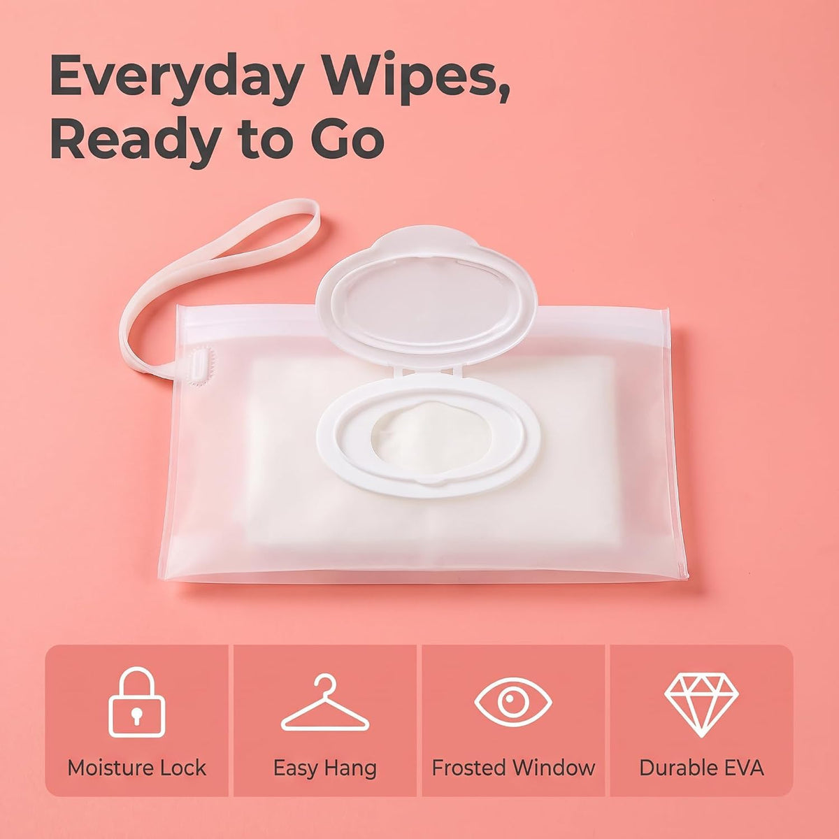 2 Pcs White Baby Wipe Case, Travel Holder Keeps Wipes Moist Set of Wet Diaper Wipes Holders Cases Portable Travel On The Go Refillable Dispenser Container Waterproof Wipe Container,Diaper Wipe Holders