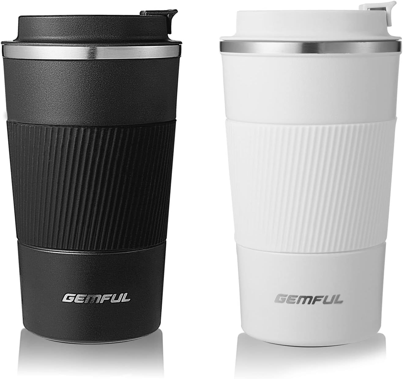 GEMFUL 17oz Stainless Steel Mug Insulated Travel Coffee Tumbler (Blue) | Double-wall Vacuum, Leak-proof Lid, Fit Car Cup Holder, Bpa-free, Easy Clean, Hot/cold for Commute/Office/Outdoor/Home/Travel