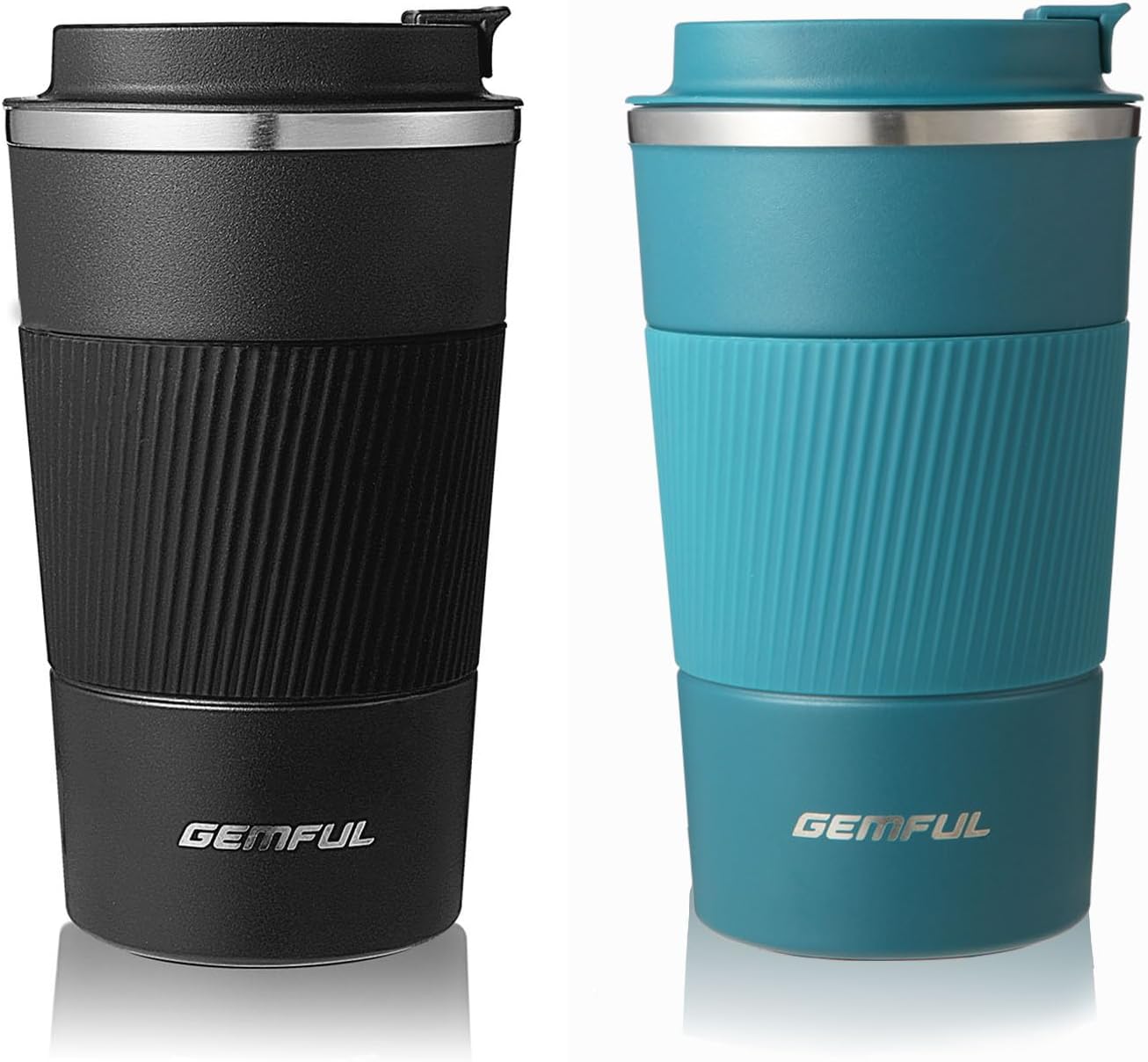 GEMFUL 17oz Stainless Steel Mug Insulated Travel Coffee Tumbler (Blue) | Double-wall Vacuum, Leak-proof Lid, Fit Car Cup Holder, Bpa-free, Easy Clean, Hot/cold for Commute/Office/Outdoor/Home/Travel