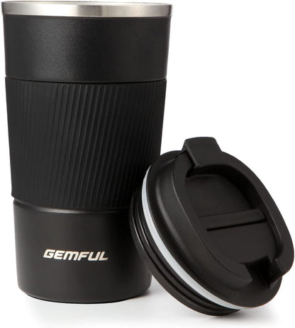 GEMFUL 17oz Stainless Steel Mug Insulated Travel Coffee Tumbler (Blue) | Double-wall Vacuum, Leak-proof Lid, Fit Car Cup Holder, Bpa-free, Easy Clean, Hot/cold for Commute/Office/Outdoor/Home/Travel