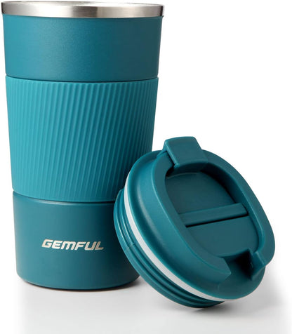 GEMFUL 17oz Stainless Steel Mug Insulated Travel Coffee Tumbler (Blue) | Double-wall Vacuum, Leak-proof Lid, Fit Car Cup Holder, Bpa-free, Easy Clean, Hot/cold for Commute/Office/Outdoor/Home/Travel