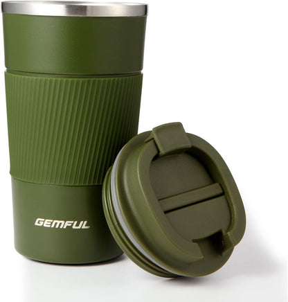 GEMFUL 17oz Stainless Steel Mug Insulated Travel Coffee Tumbler (Blue) | Double-wall Vacuum, Leak-proof Lid, Fit Car Cup Holder, Bpa-free, Easy Clean, Hot/cold for Commute/Office/Outdoor/Home/Travel