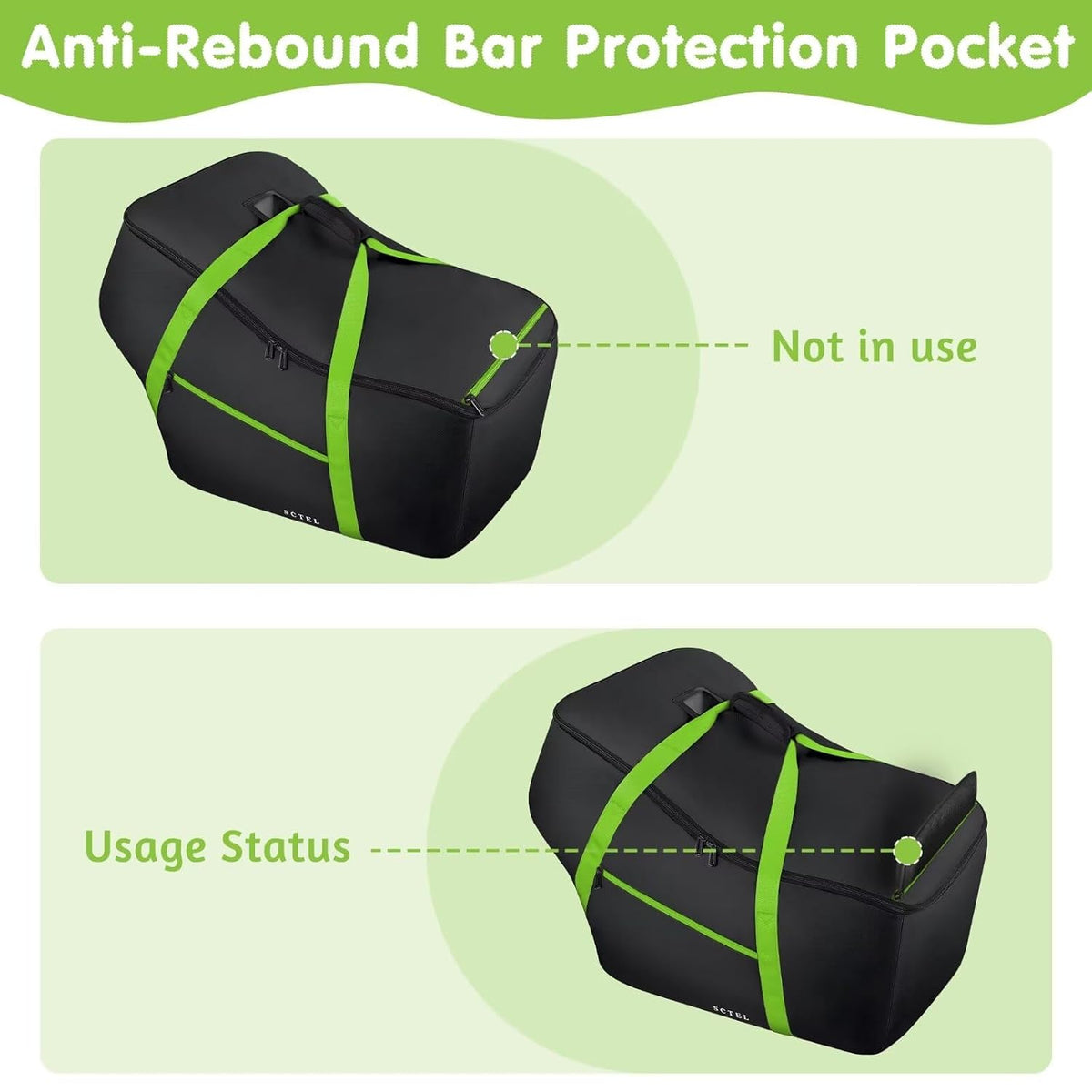 SCTEL Infant Car Seat Travel Bag Fits Car Seats with Anti-Rebound Bar Base