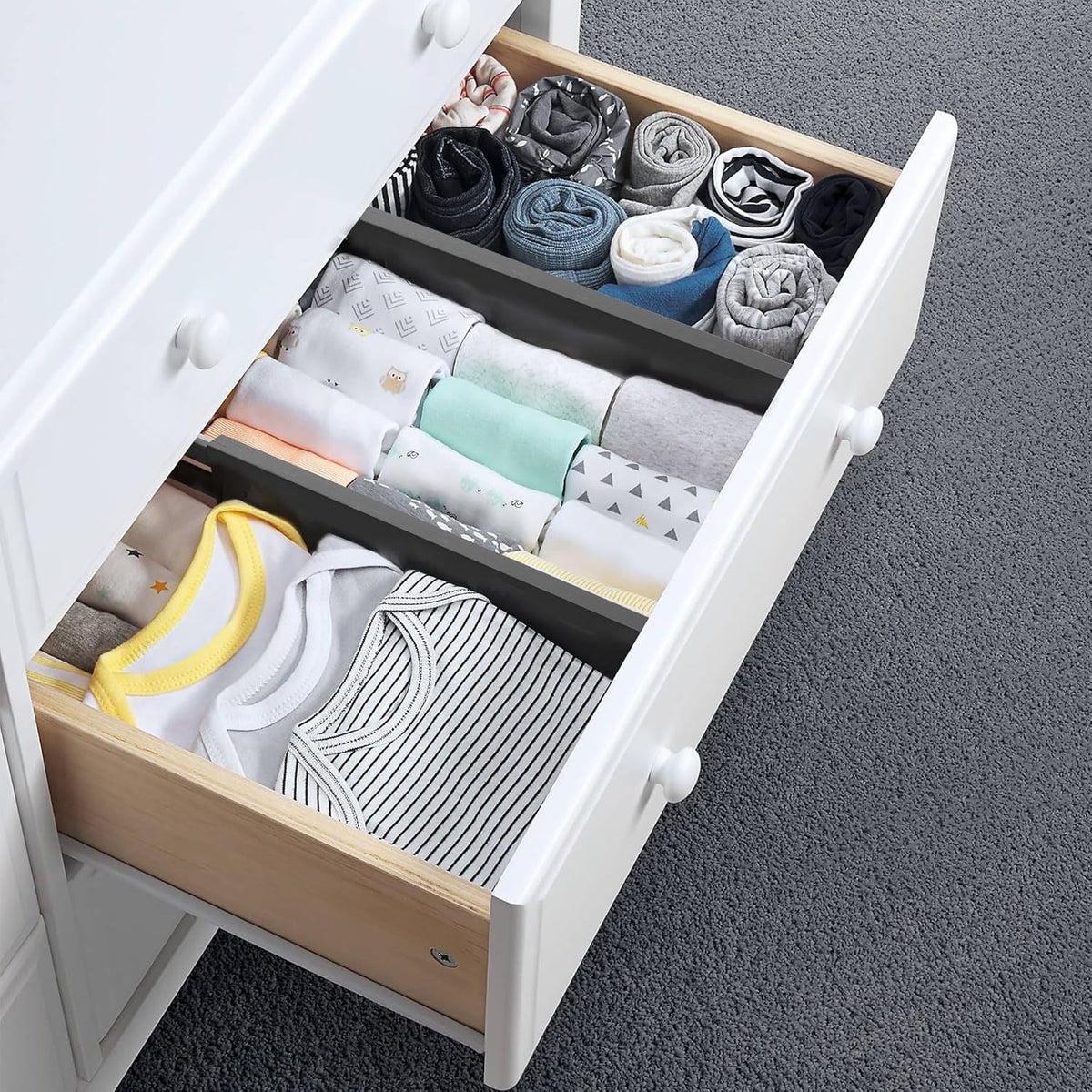 Dresser Drawer Dividers, 4" High Black Drawer Organizers Clothes