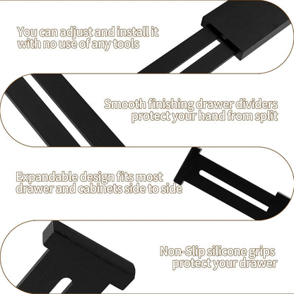 Dresser Drawer Dividers, 4" High Black Drawer Organizers Clothes