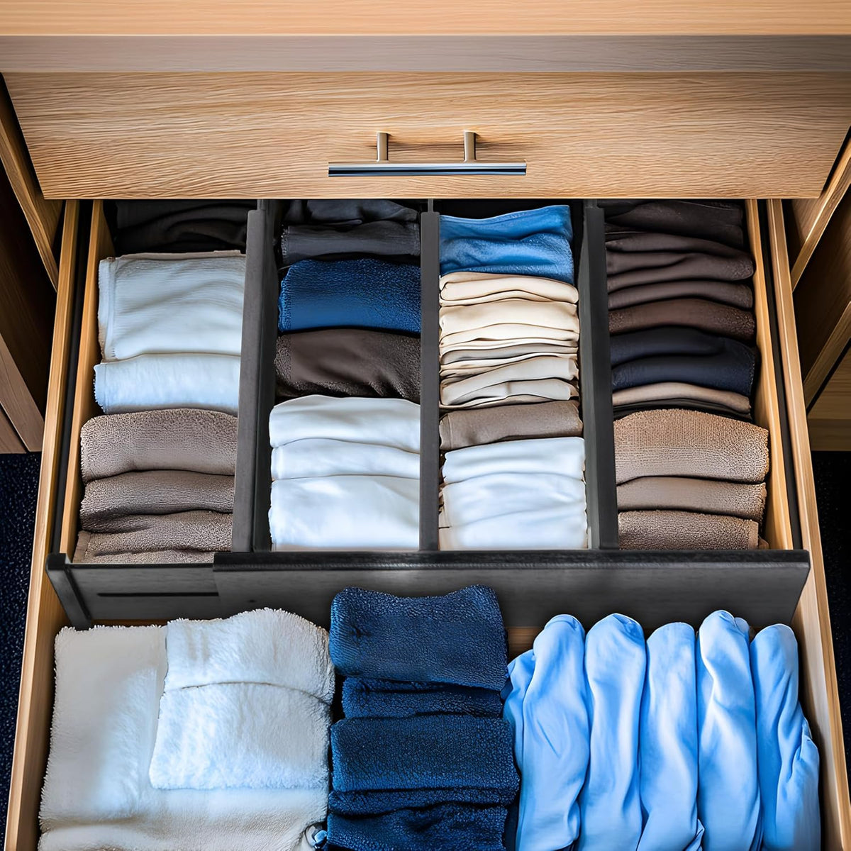 Dresser Drawer Dividers, 4" High Black Drawer Organizers Clothes